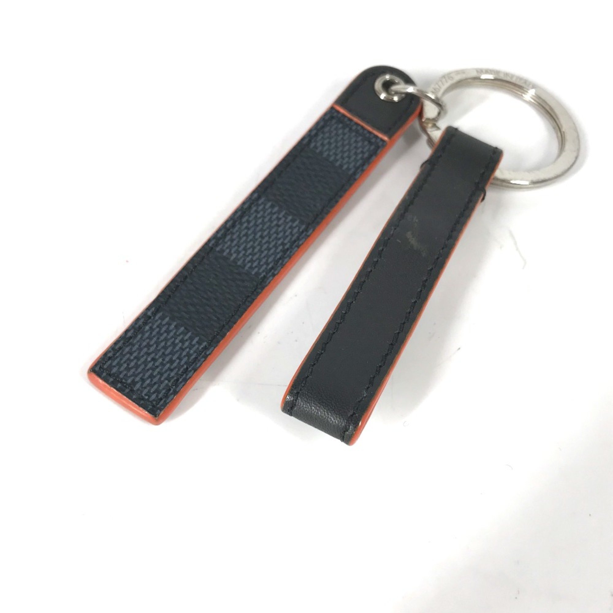 Louis Vuitton M67776 Damier Cobalt Bag Charm Key Holder Navy Orange