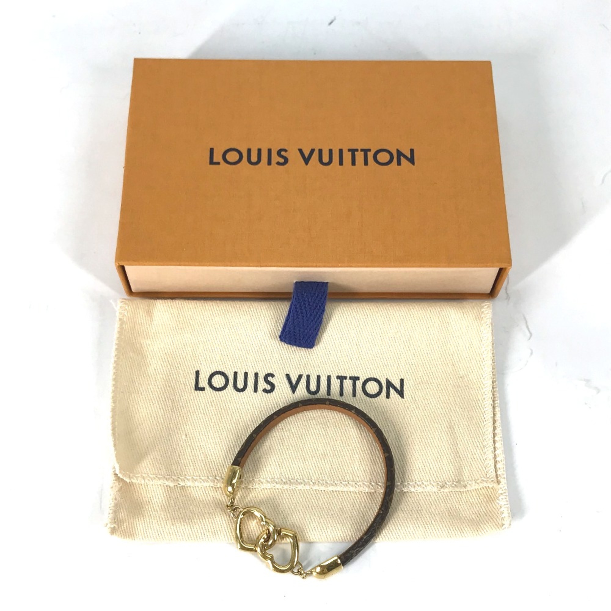 Louis Vuitton M6758F Monogram accessories heart bangle Bracelet Brown