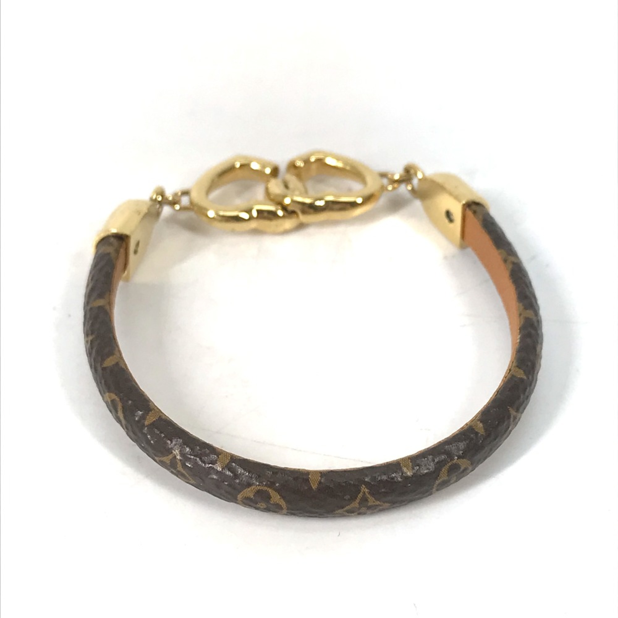 Louis Vuitton M6758F Monogram accessories heart bangle Bracelet Brown