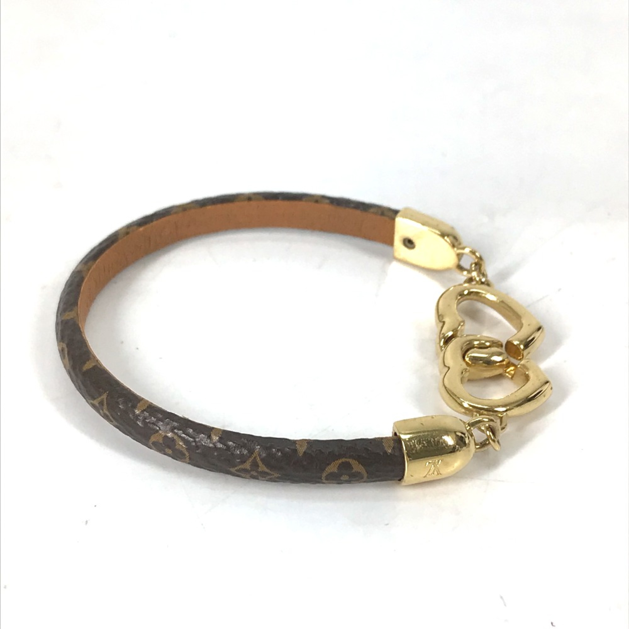 Louis Vuitton M6758F Monogram accessories heart bangle Bracelet Brown