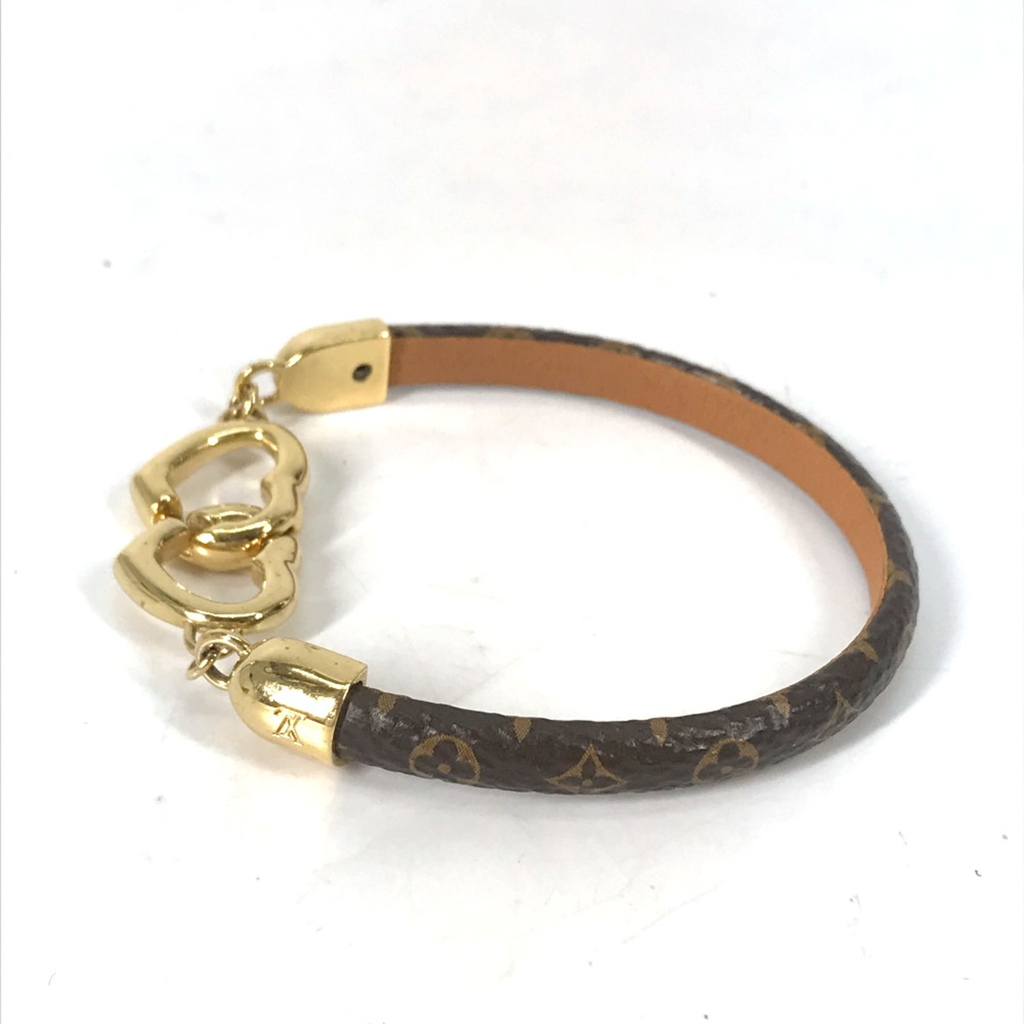 Louis Vuitton M6758F Monogram accessories heart bangle Bracelet Brown