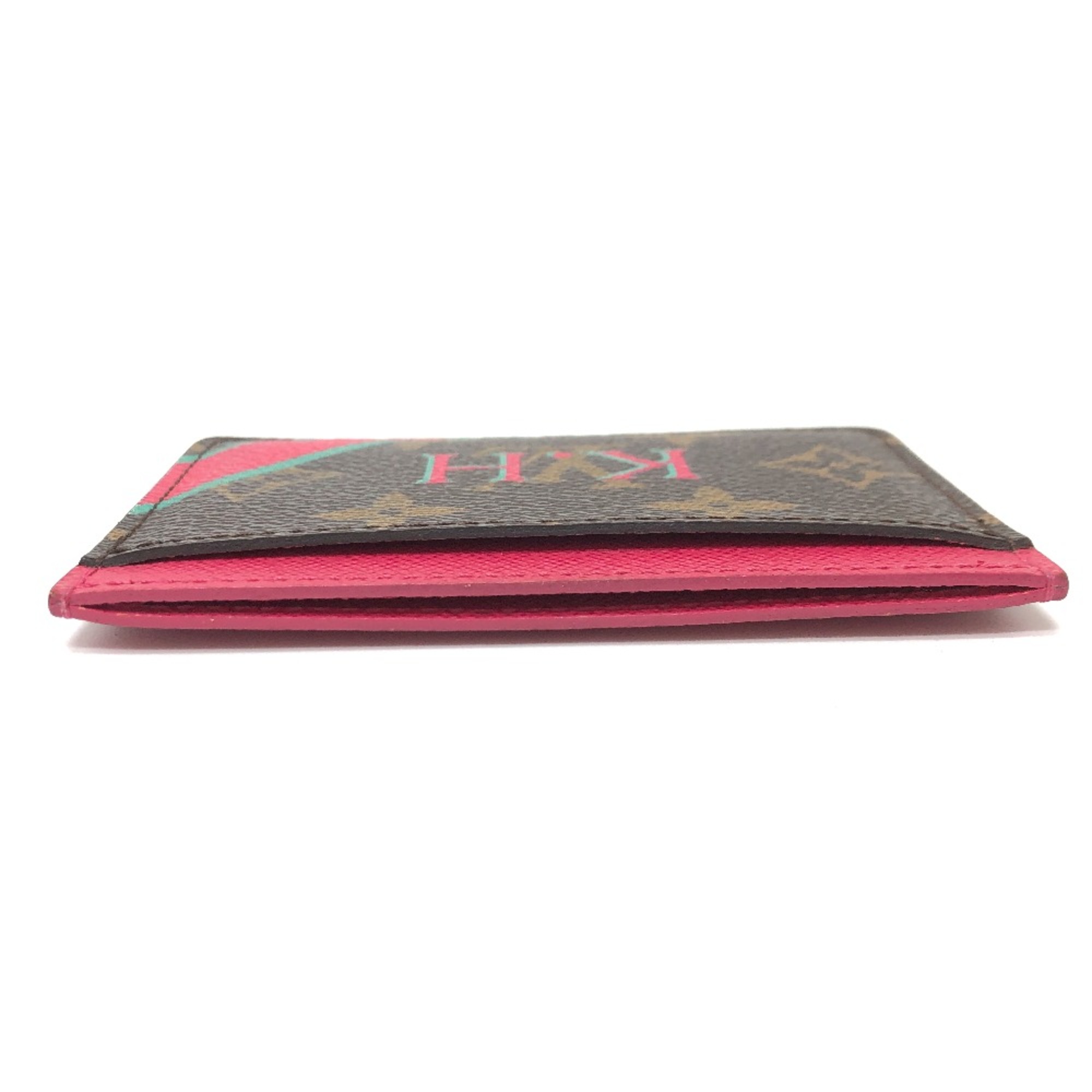 Louis Vuitton M60703 Monogram Business Card Holder Pass Case Card Case Brown pink