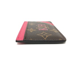 Louis Vuitton M60703 Monogram Business Card Holder Pass Case Card Case Brown pink