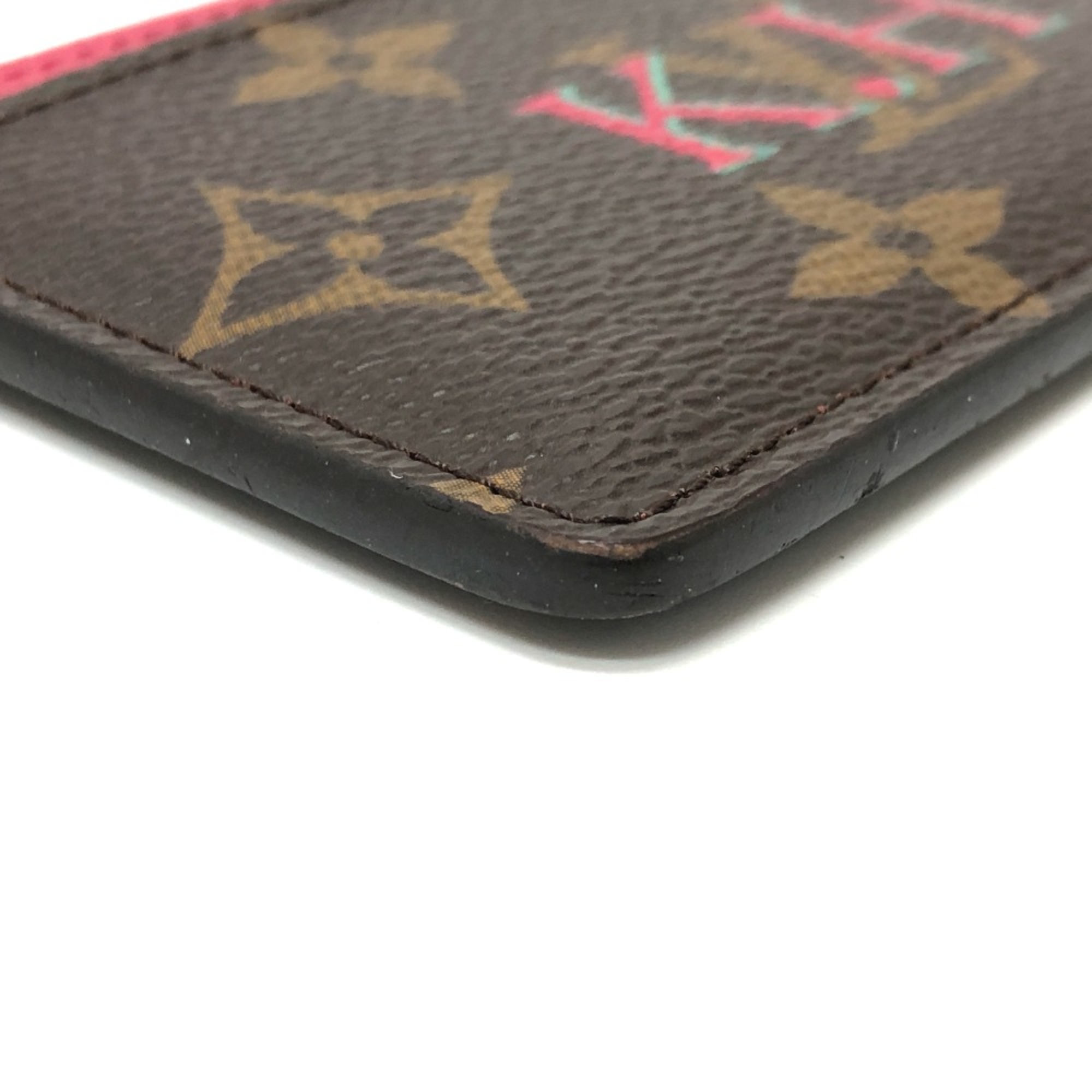 Louis Vuitton M60703 Monogram Business Card Holder Pass Case Card Case Brown pink