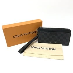 Louis Vuitton N60379 Damier Graphite L-shaped long wallet with strap Long Wallet Black SilverHardware