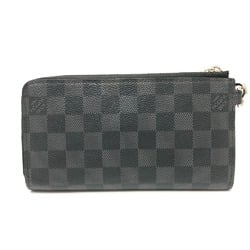 Louis Vuitton N60379 Damier Graphite L-shaped long wallet with strap Long Wallet Black SilverHardware