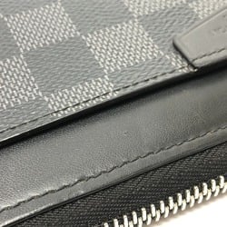 Louis Vuitton N60379 Damier Graphite L-shaped long wallet with strap Long Wallet Black SilverHardware