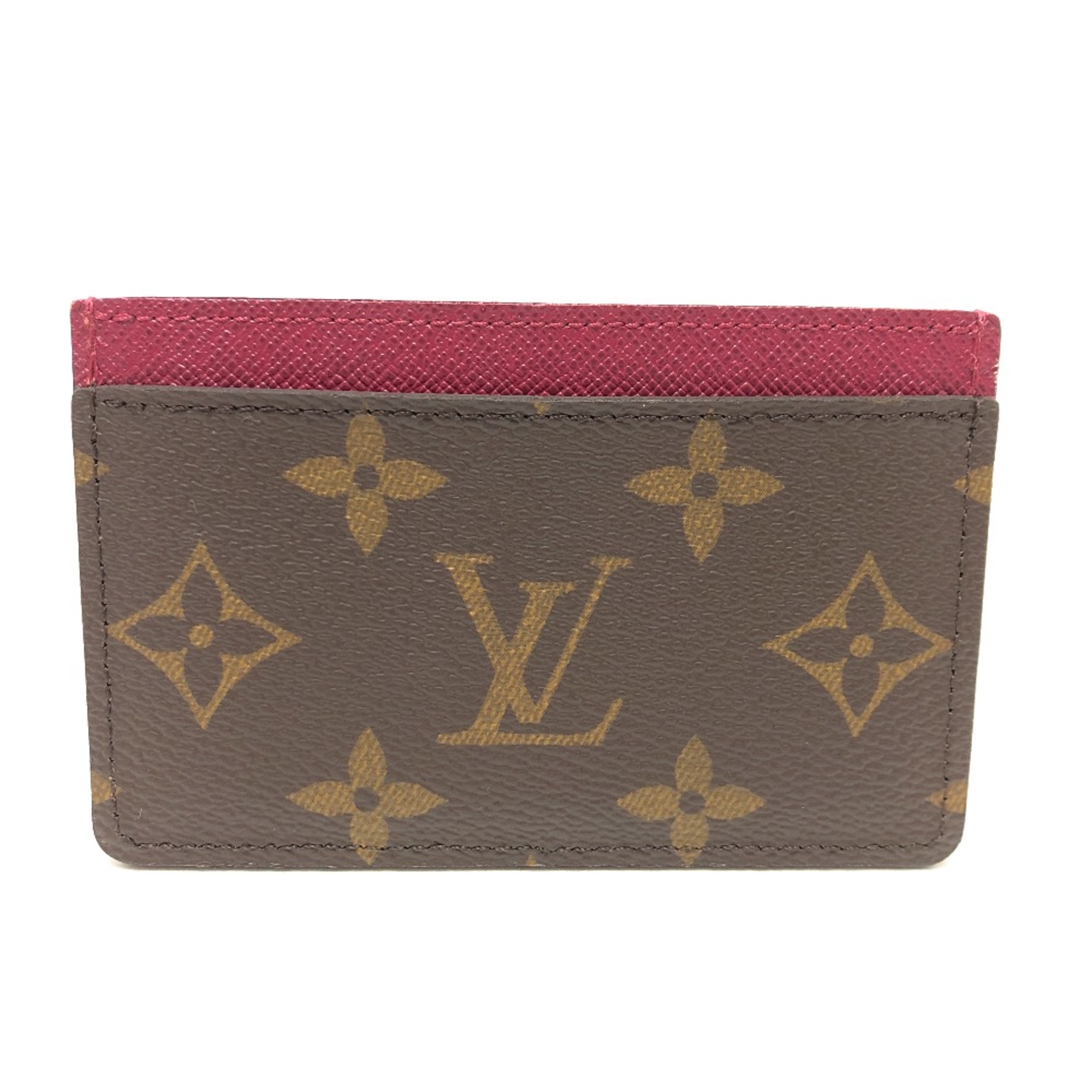 Louis Vuitton M60703 Monogram Pass Case IDCard Case Card Case Fuchsia Brown