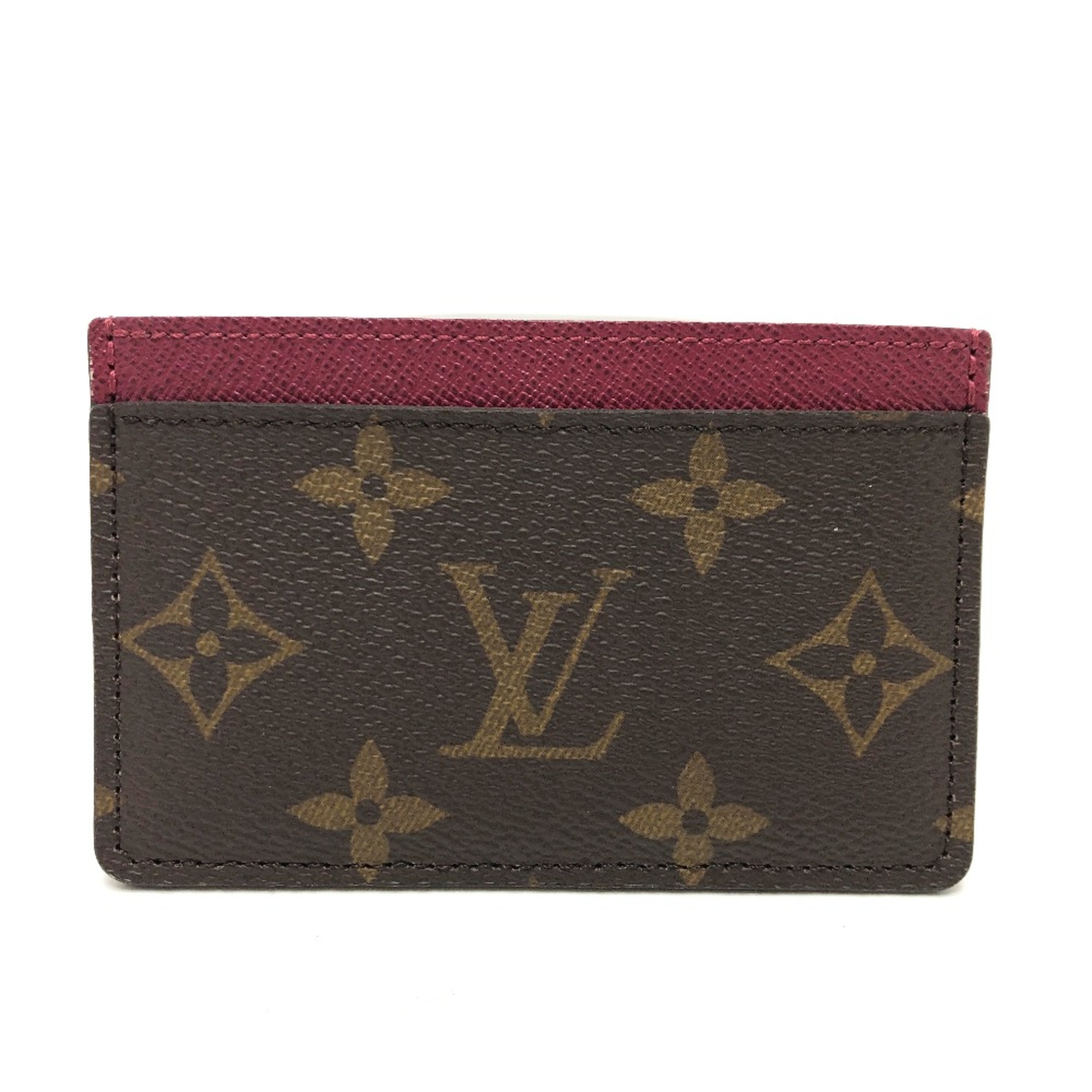 Louis Vuitton M60703 Monogram Pass Case IDCard Case Card Case Fuchsia Brown