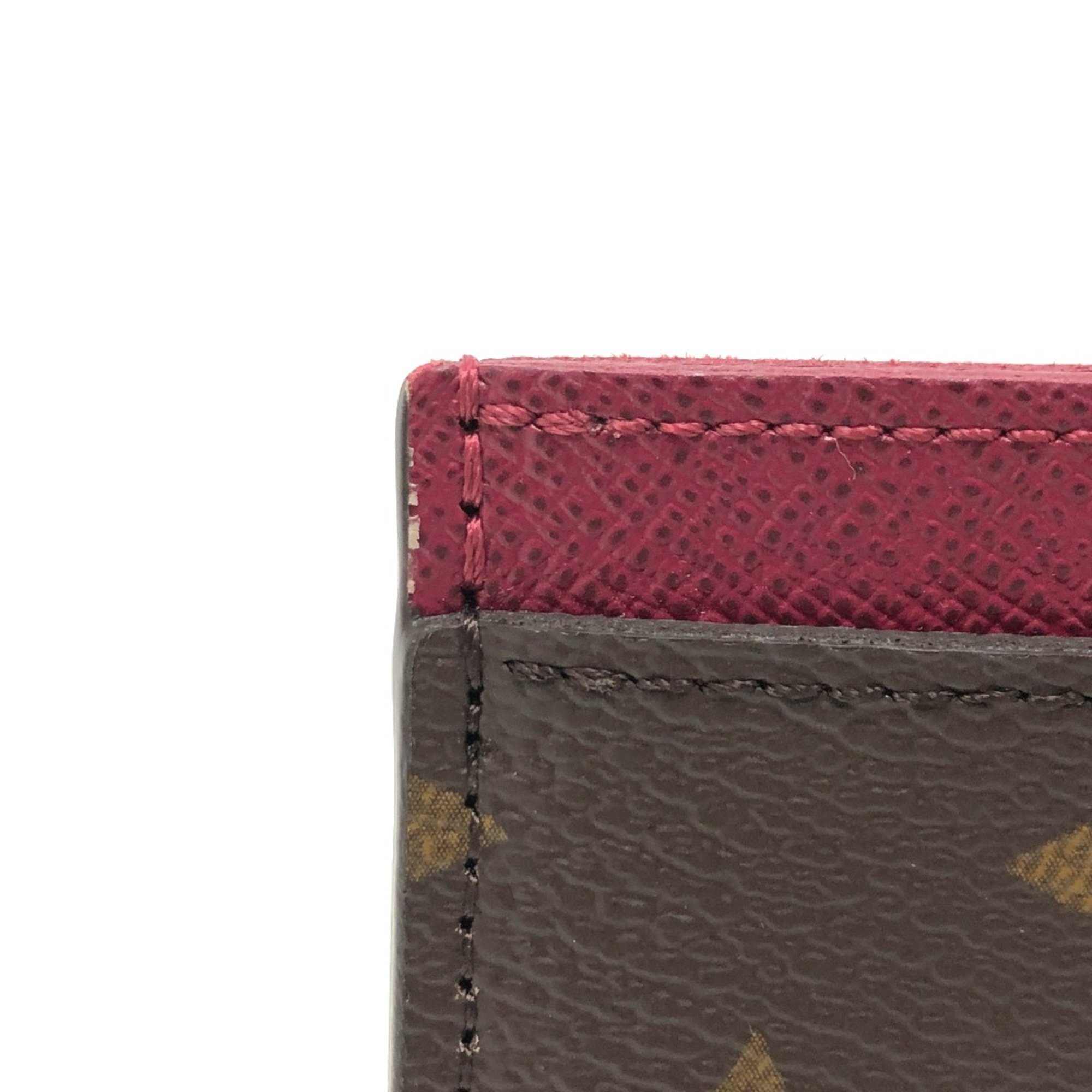 Louis Vuitton M60703 Monogram Pass Case IDCard Case Card Case Fuchsia Brown