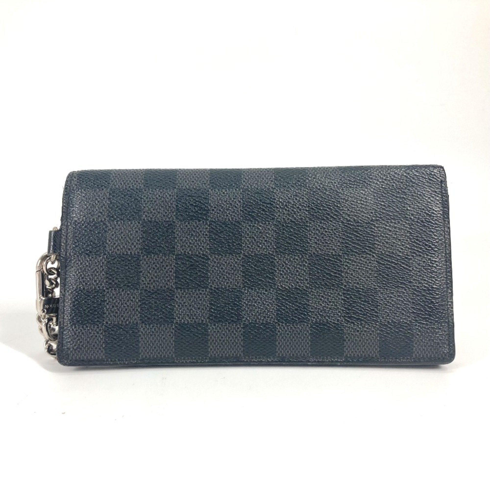 Louis Vuitton N60023 Damier Graphite With Chain Long Wallet Black