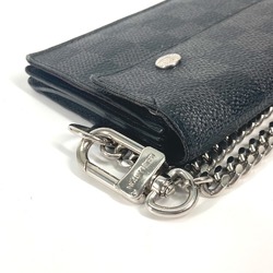 Louis Vuitton N60023 Damier Graphite With Chain Long Wallet Black