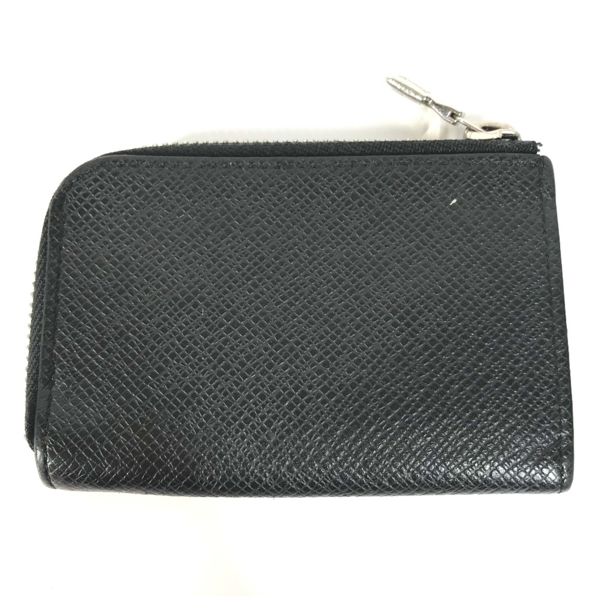 Louis Vuitton M63375 Taiga L-shaped zipper Wallet Coin Compartment coin purse Ardoise Black