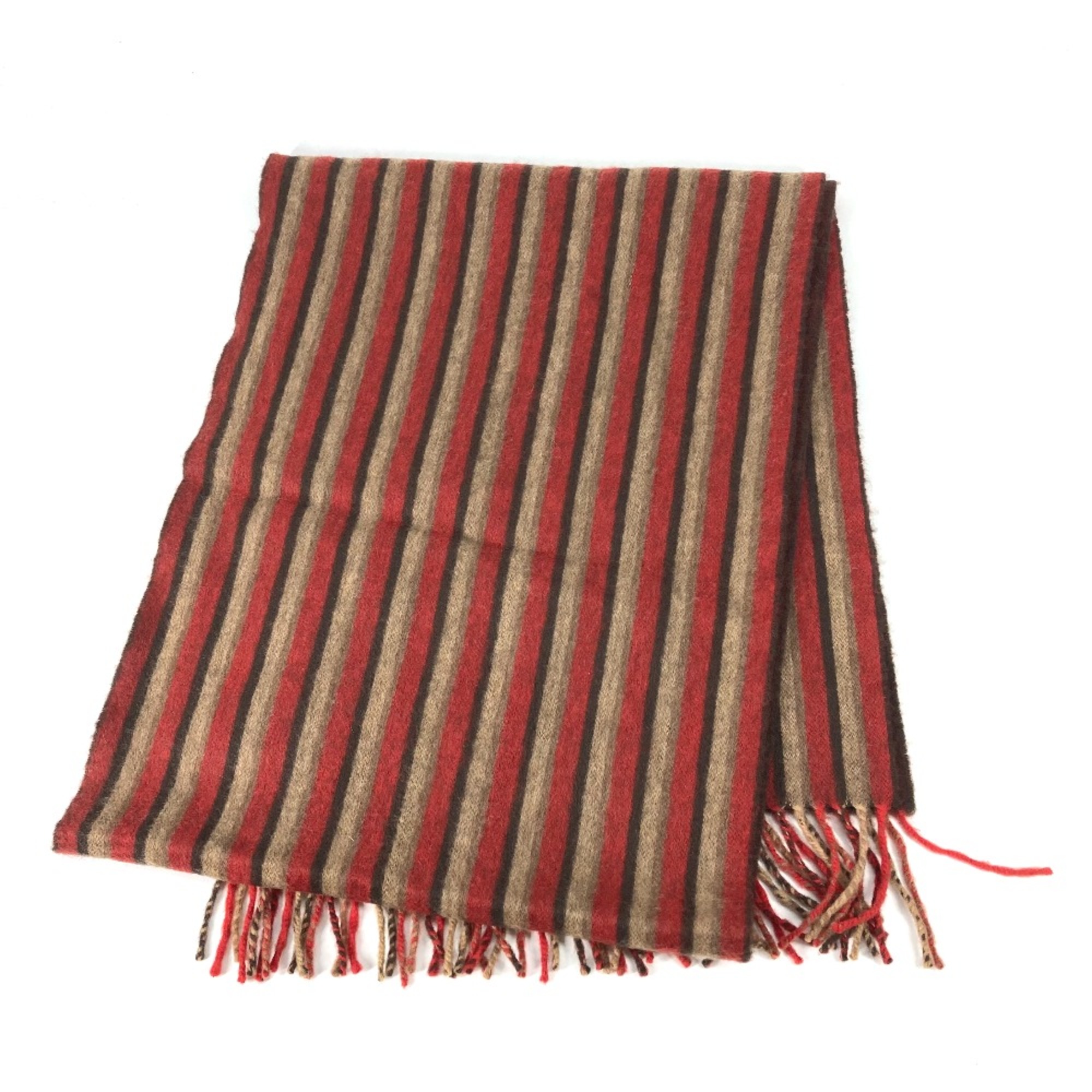 Louis Vuitton fringe leather tag leather tag Scarf Red Brown