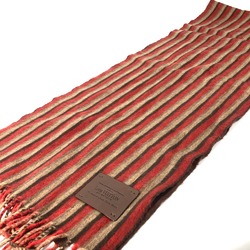 Louis Vuitton fringe leather tag leather tag Scarf Red Brown