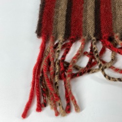 Louis Vuitton fringe leather tag leather tag Scarf Red Brown