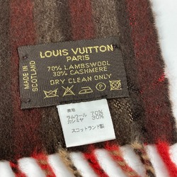 Louis Vuitton fringe leather tag leather tag Scarf Red Brown