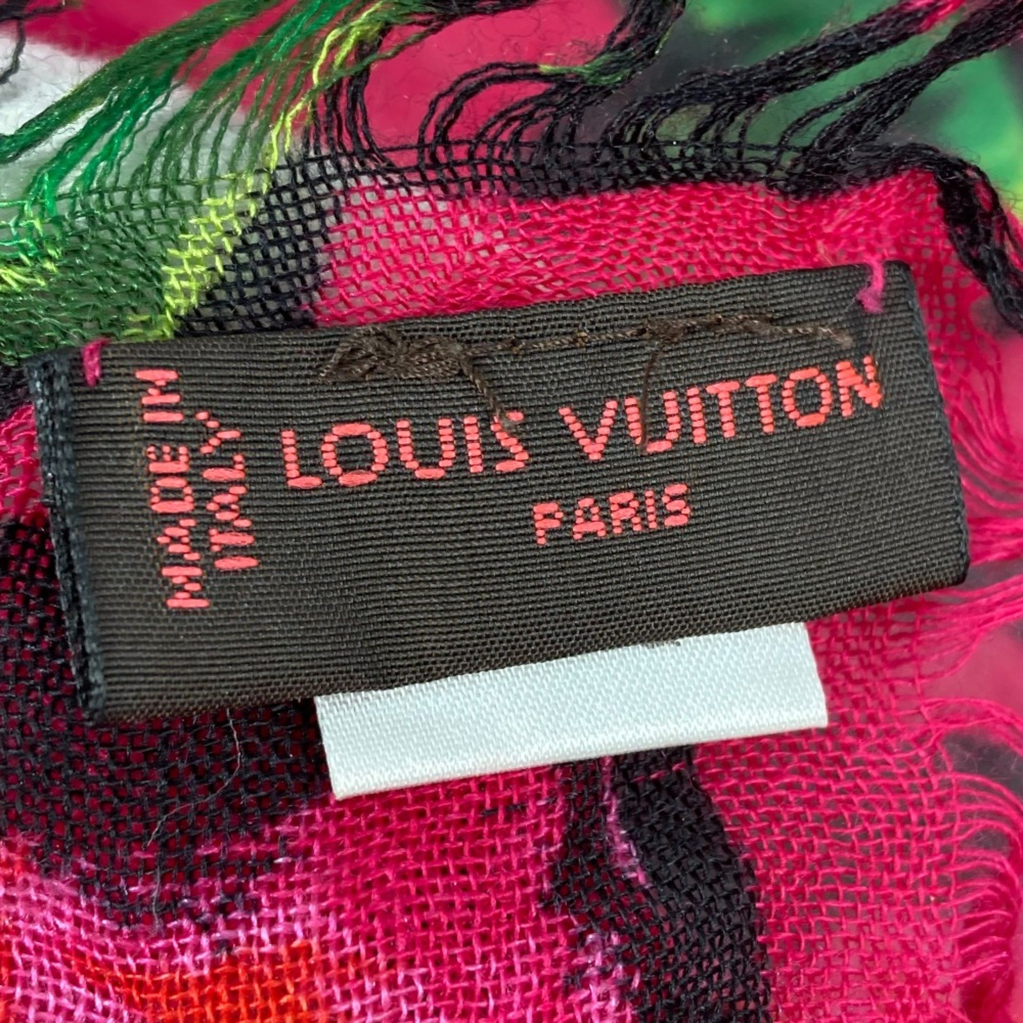 Louis Vuitton M72379 Shawl fringe Rose Stole/Shawl Fuchsia pink Black