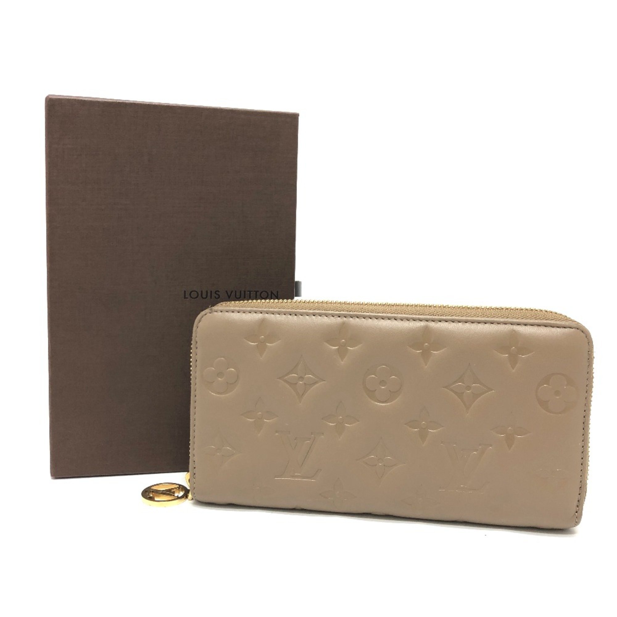 Louis Vuitton M81511 Monogram emboss Zip Around Long Wallet BeigeBased GoldHardware