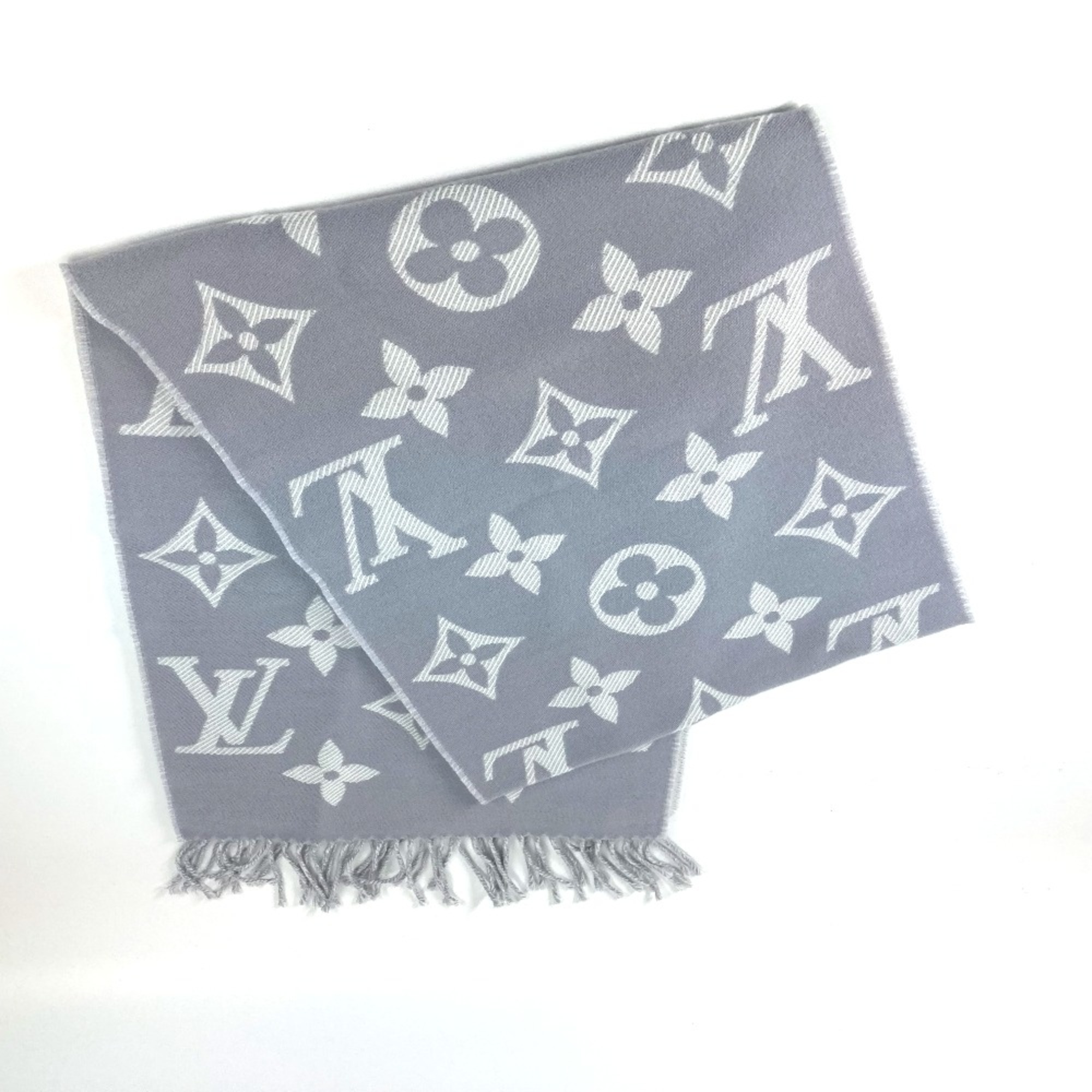 Louis Vuitton M77727 fringe Scarf Gryclair gray