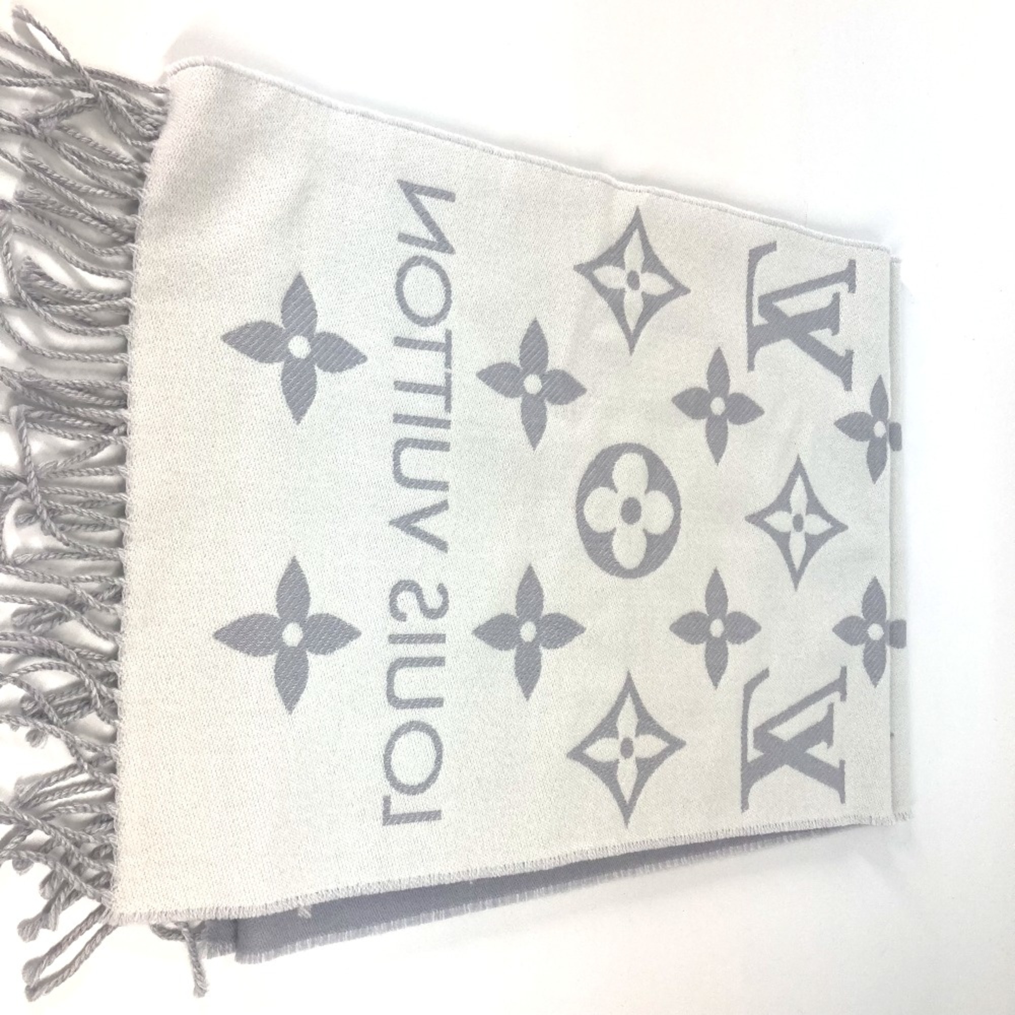 Louis Vuitton M77727 fringe Scarf Gryclair gray