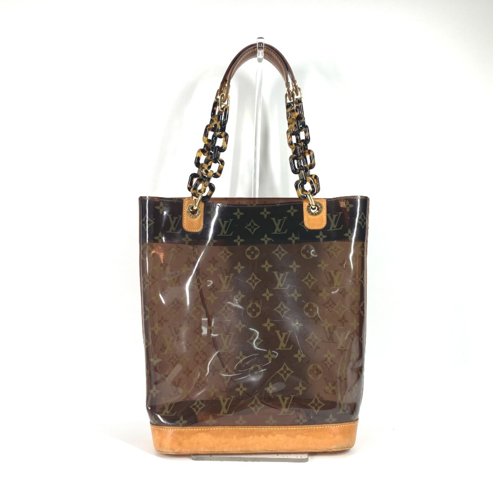 Louis Vuitton M92501 Monogram Vinyl Shoulder Bag with Pouch Chain Tote Bag Brown