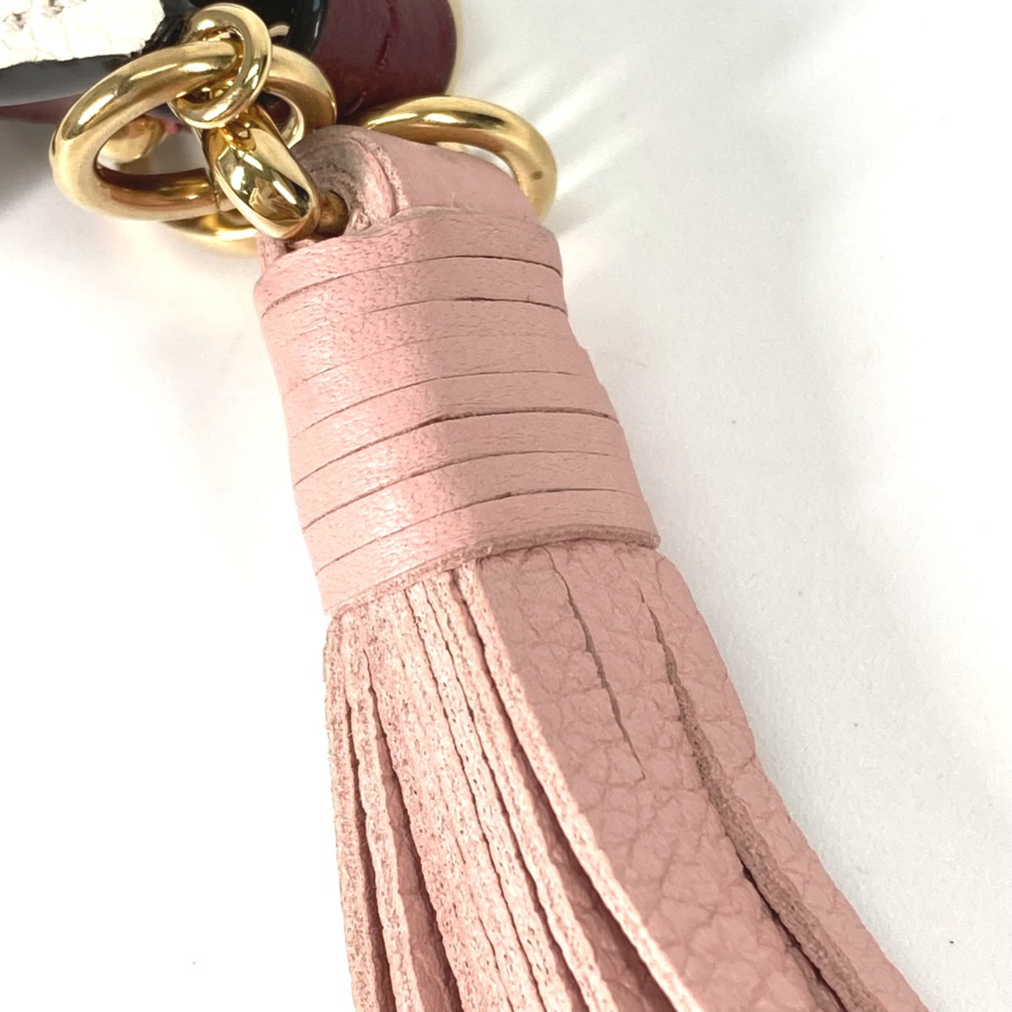 Louis Vuitton M80244 fringe Monogram flower Key Holder Bag Charm Pink/White