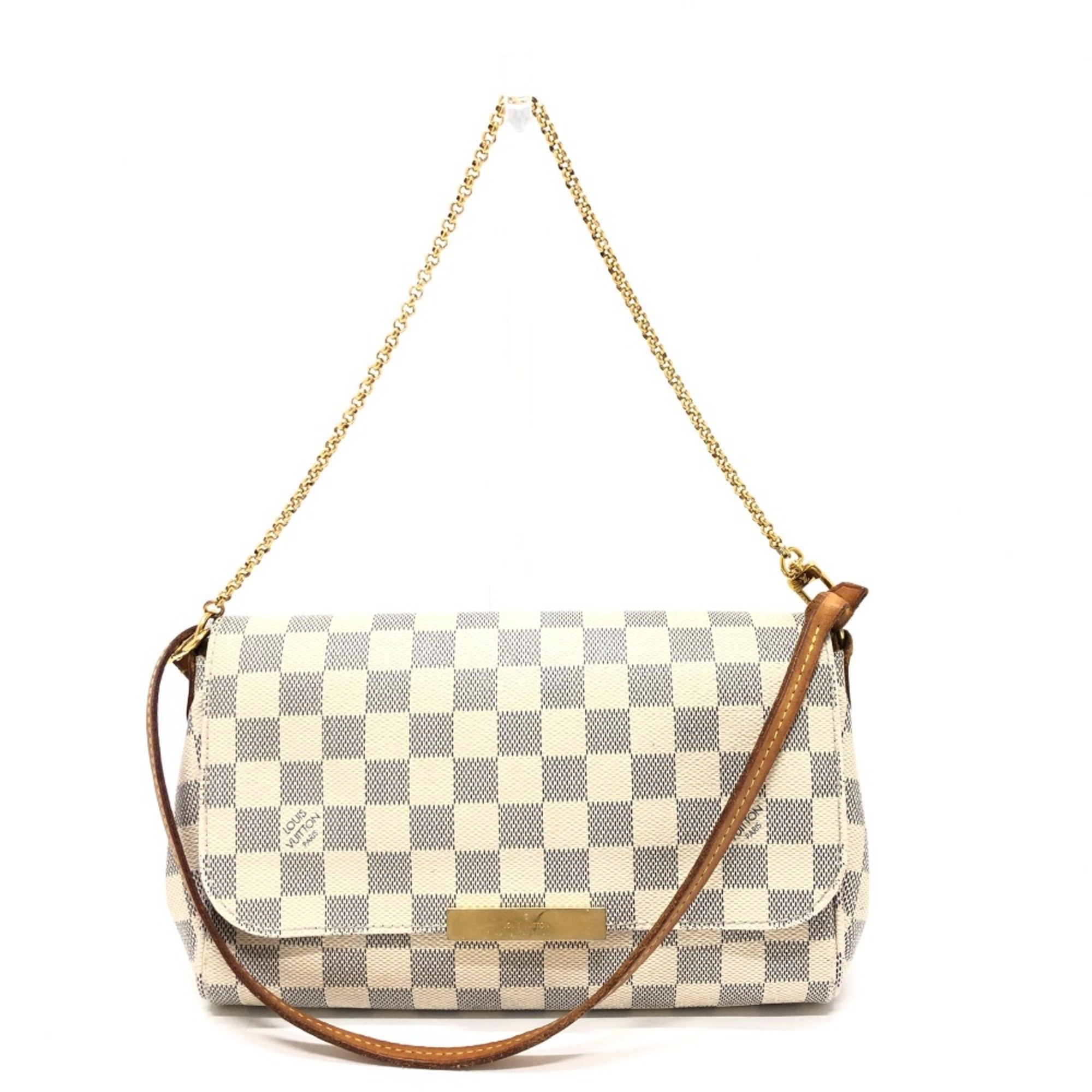 Louis Vuitton N41275 Damier Azur Shoulder Bag White Brown/GoldHardware