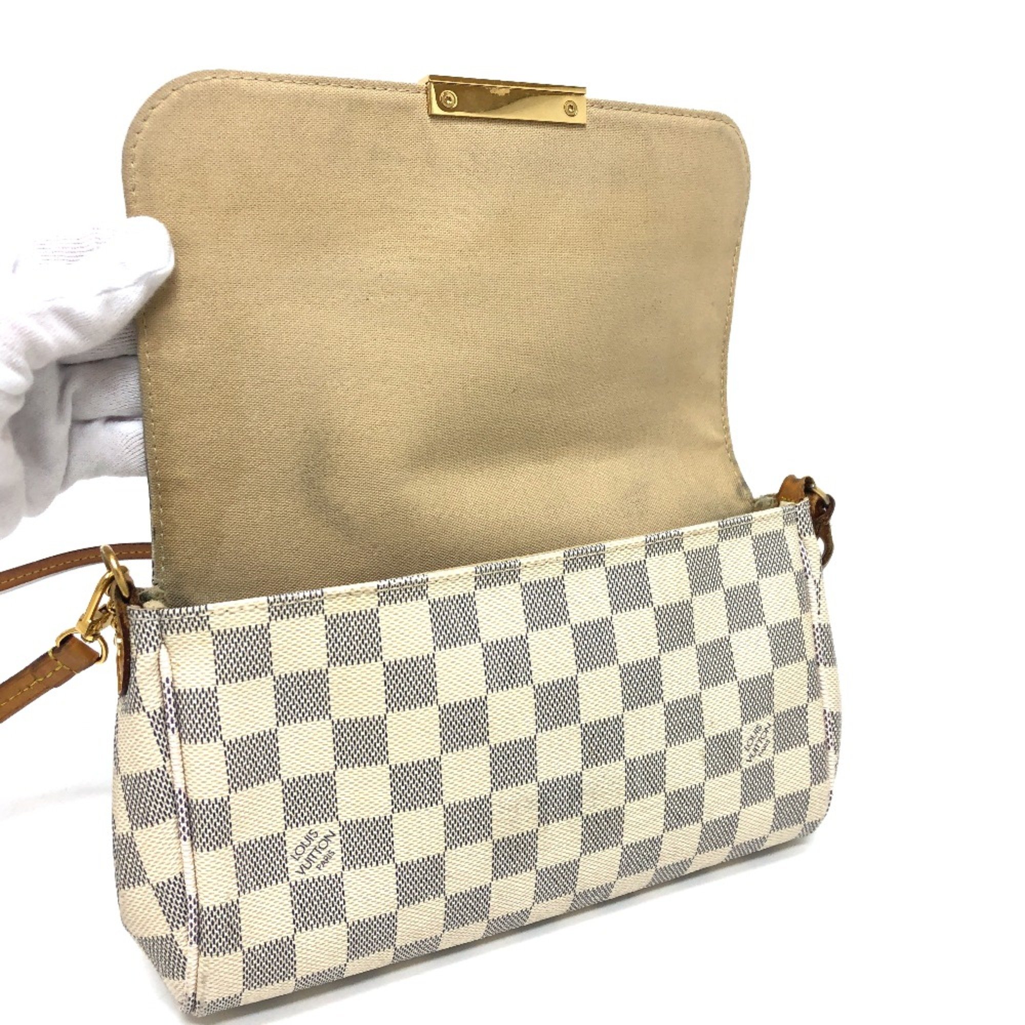 Louis Vuitton N41275 Damier Azur Shoulder Bag White Brown/GoldHardware