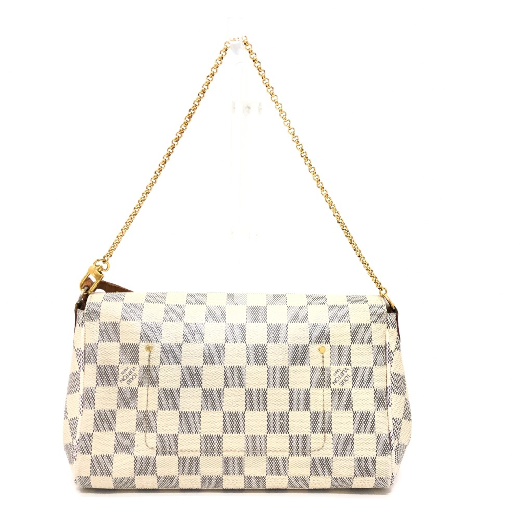 Louis Vuitton N41275 Damier Azur Shoulder Bag White Brown/GoldHardware