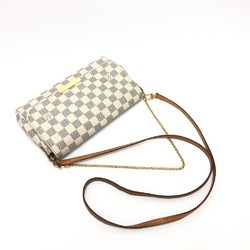 Louis Vuitton N41275 Damier Azur Shoulder Bag White Brown/GoldHardware