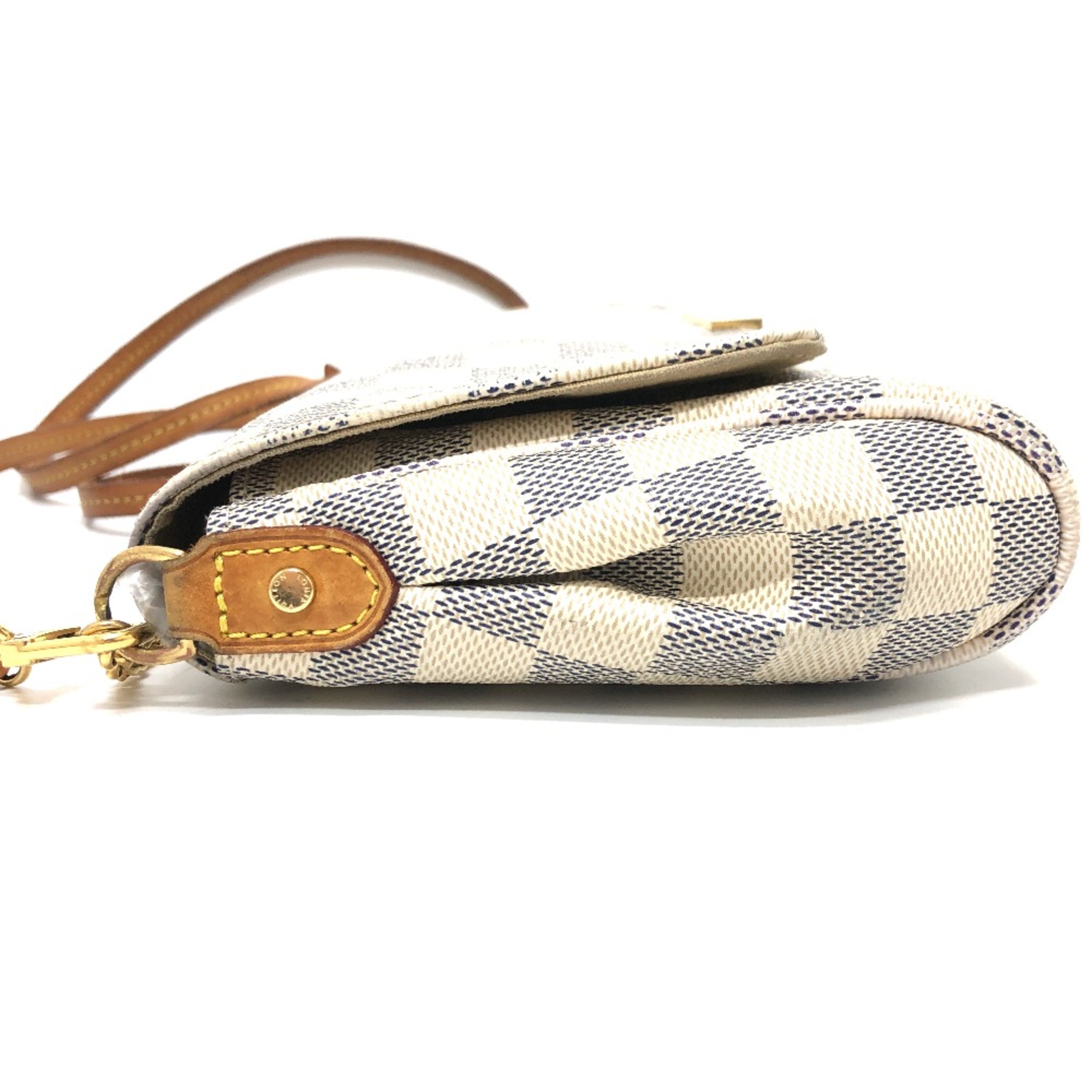 Louis Vuitton N41275 Damier Azur Shoulder Bag White Brown/GoldHardware