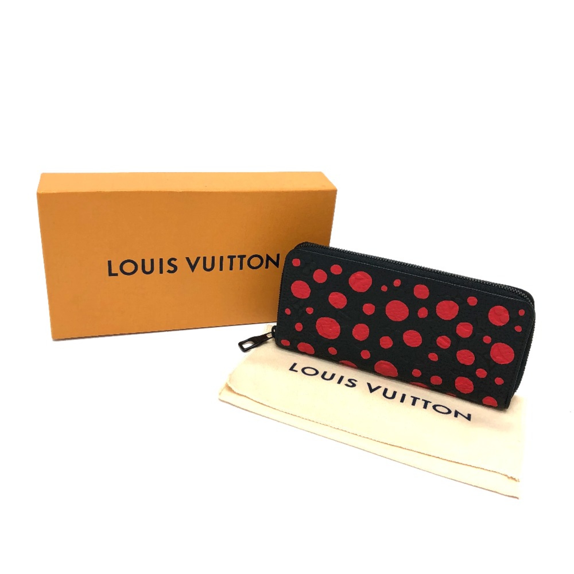 Louis Vuitton M81904 MonogramEmpreinte LV x YK Yayoi Kusama Long Wallet Black Red/SilverHardware