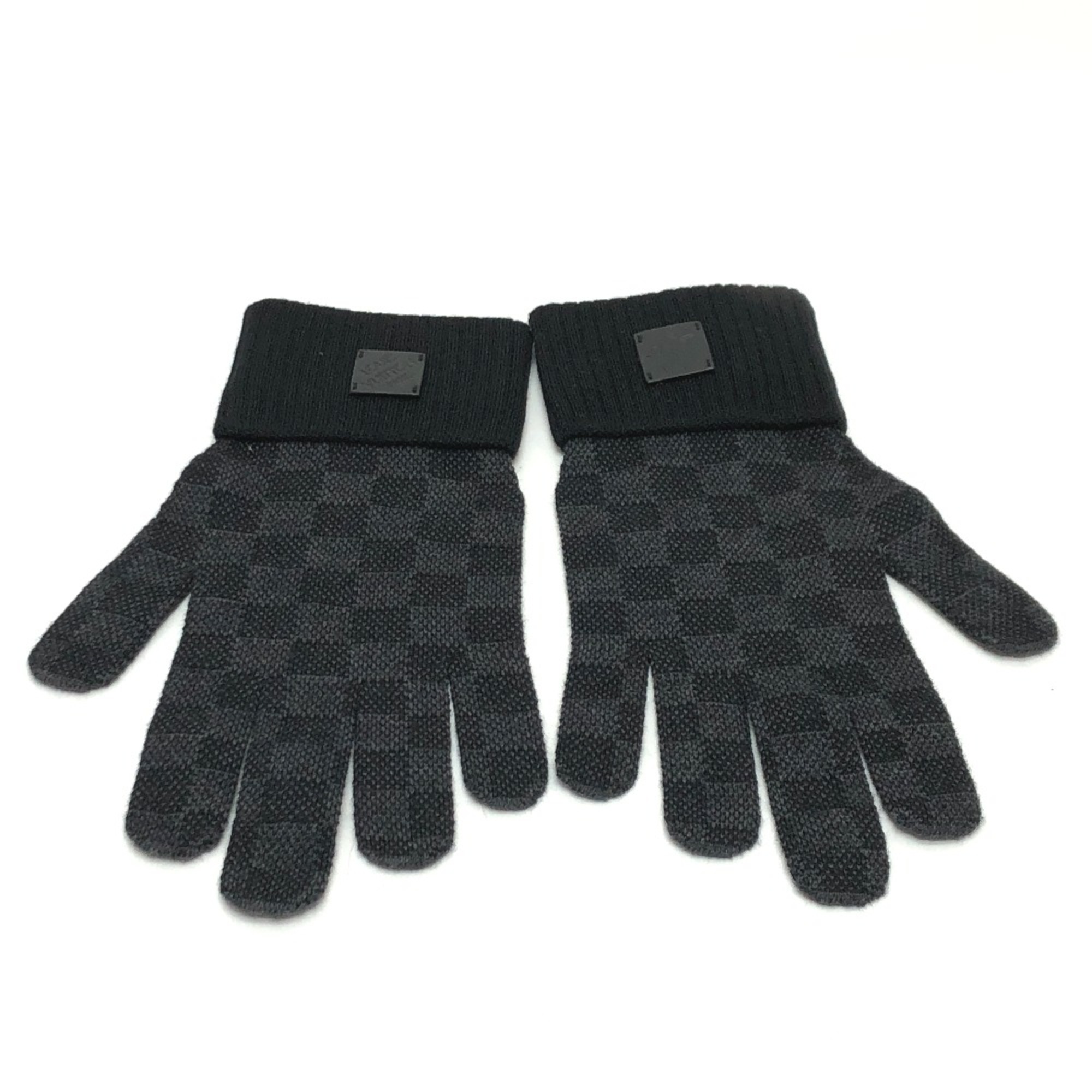 Louis Vuitton M77992 Damier Graphite gloves leather tag Glove Black