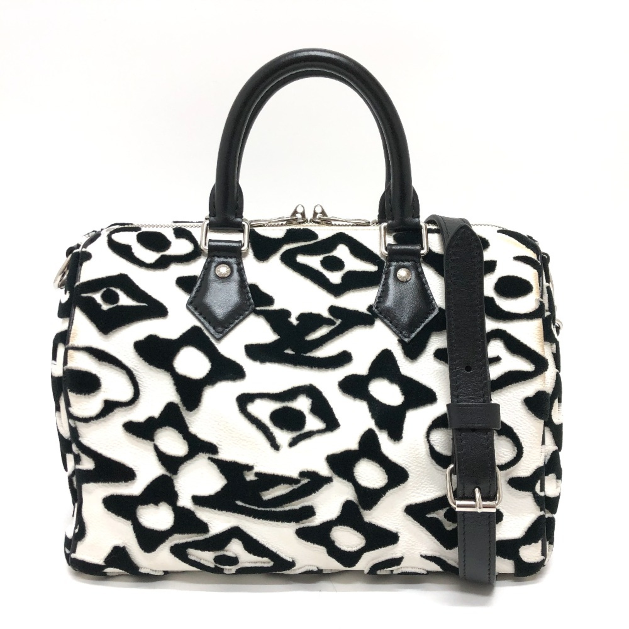 Louis Vuitton M45563 Tufted - Monogram Canvas Mini 2WAY Shoulder Crossbody Duffle Bag White x Black SilverHardware