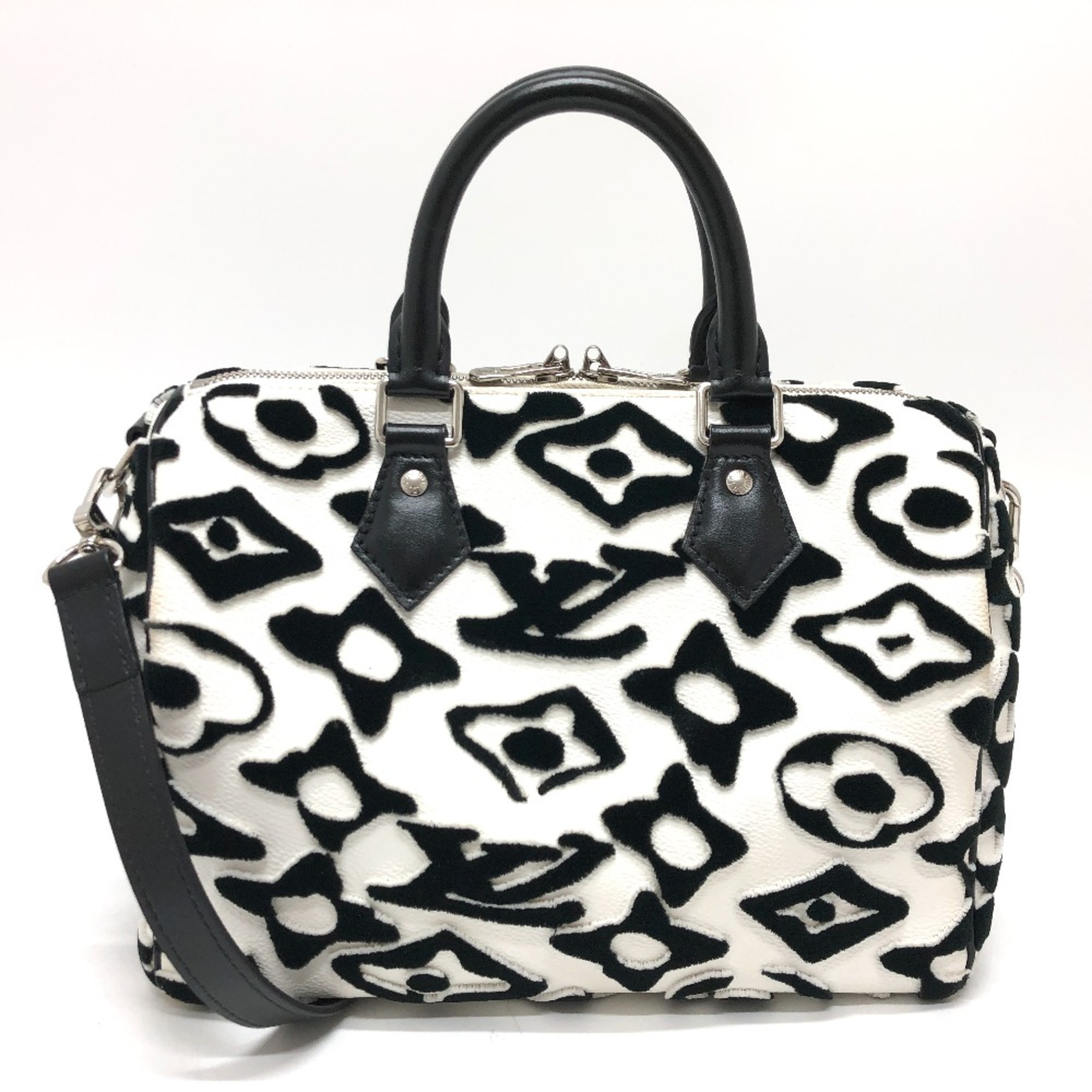 Louis Vuitton M45563 Tufted - Monogram Canvas Mini 2WAY Shoulder Crossbody Duffle Bag White x Black SilverHardware