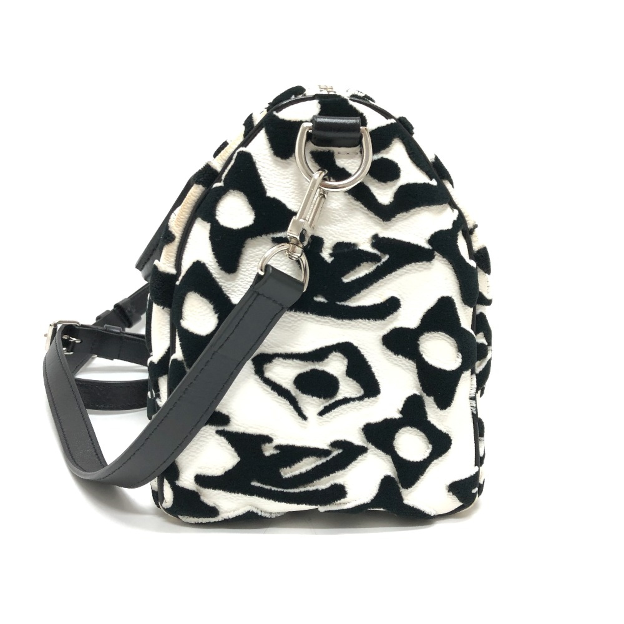 Louis Vuitton M45563 Tufted - Monogram Canvas Mini 2WAY Shoulder Crossbody Duffle Bag White x Black SilverHardware