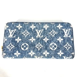 Louis Vuitton M81226 Monogram jacquard denim Zip Around Long Wallet blue White