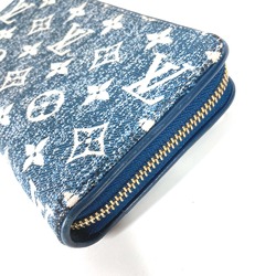 Louis Vuitton M81226 Monogram jacquard denim Zip Around Long Wallet blue White