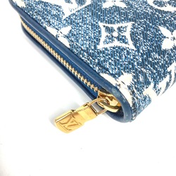 Louis Vuitton M81226 Monogram jacquard denim Zip Around Long Wallet blue White