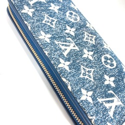 Louis Vuitton M81226 Monogram jacquard denim Zip Around Long Wallet blue White