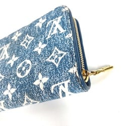 Louis Vuitton M81226 Monogram jacquard denim Zip Around Long Wallet blue White