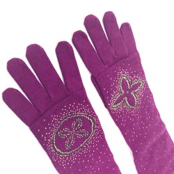 Louis Vuitton Monogram Flower Glitter gloves purple Gold