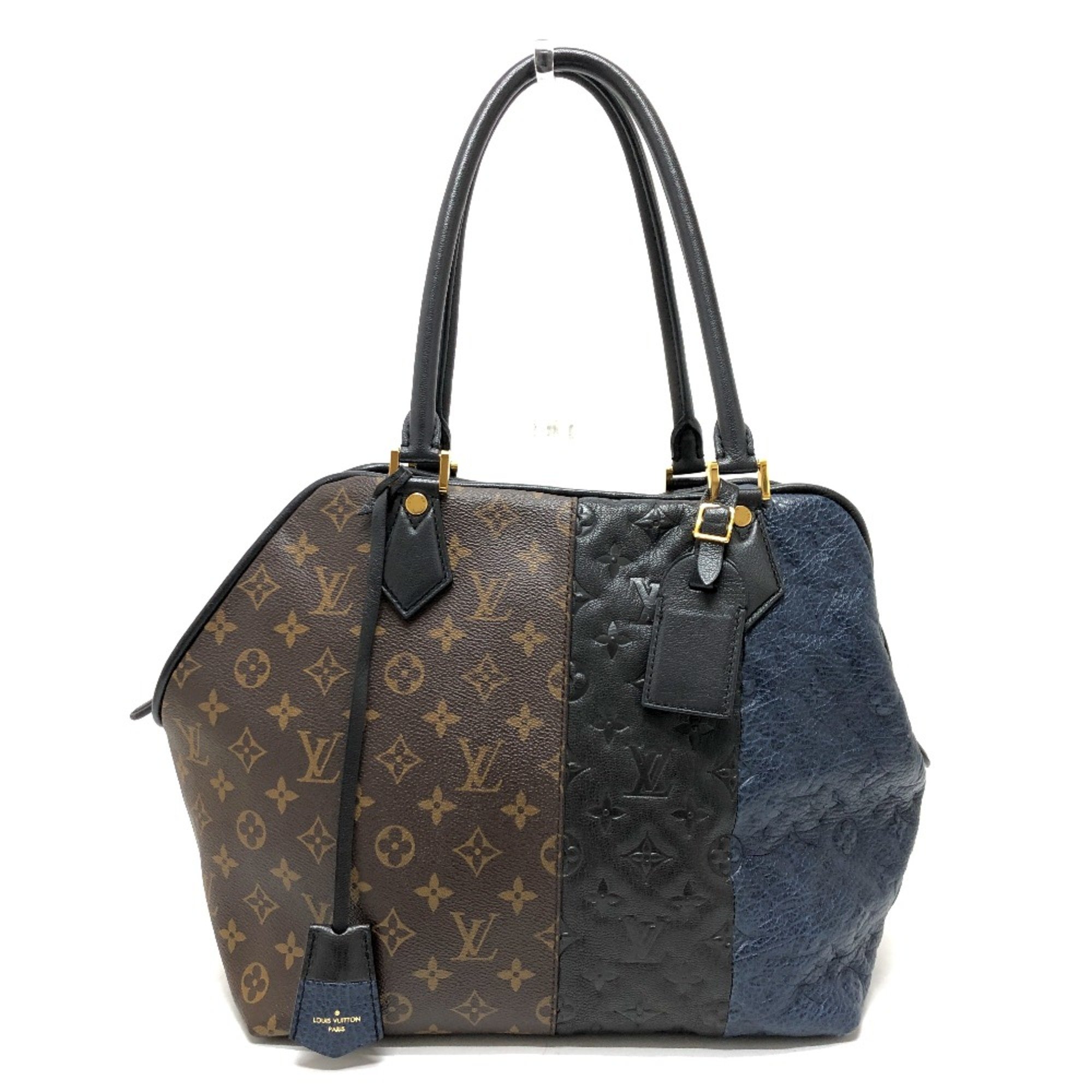 Louis Vuitton M40504 Monogram Shoulder bag Tote Bag Brown Black/Blue/GoldHardware