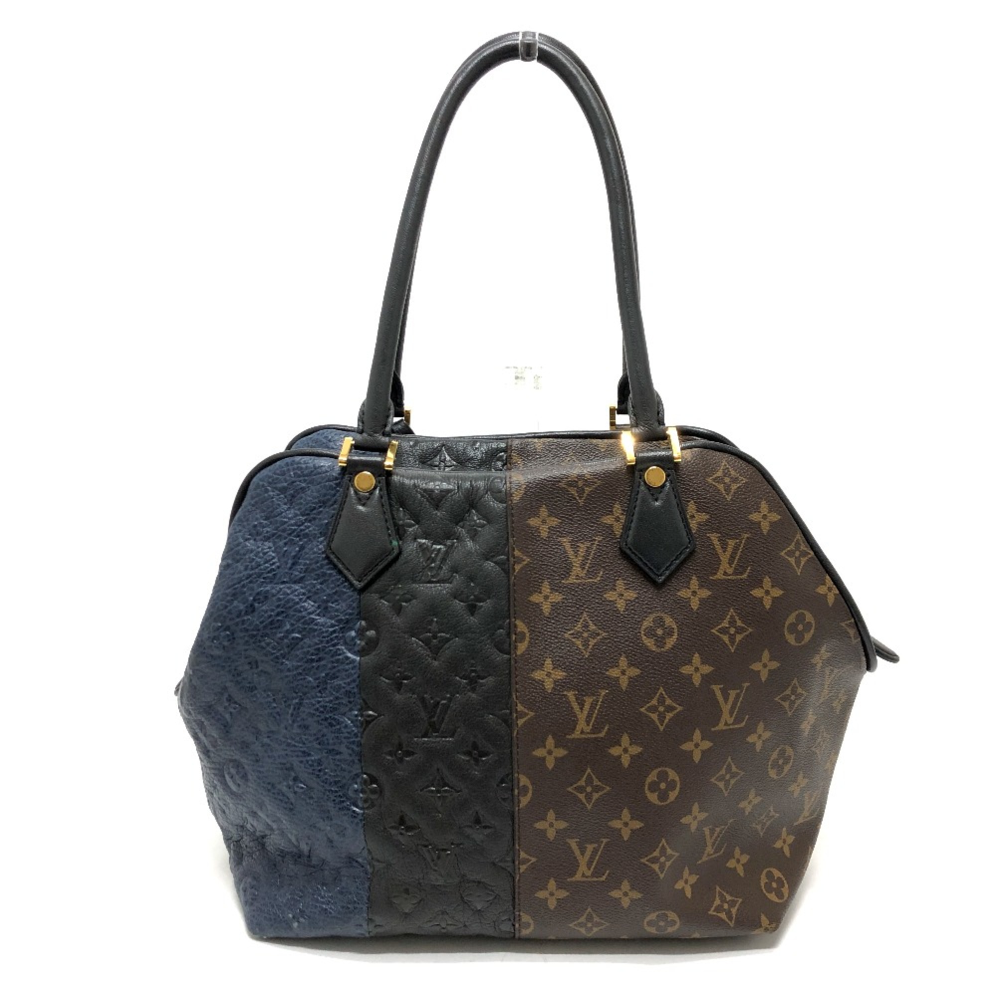 Louis Vuitton M40504 Monogram Shoulder bag Tote Bag Brown Black/Blue/GoldHardware