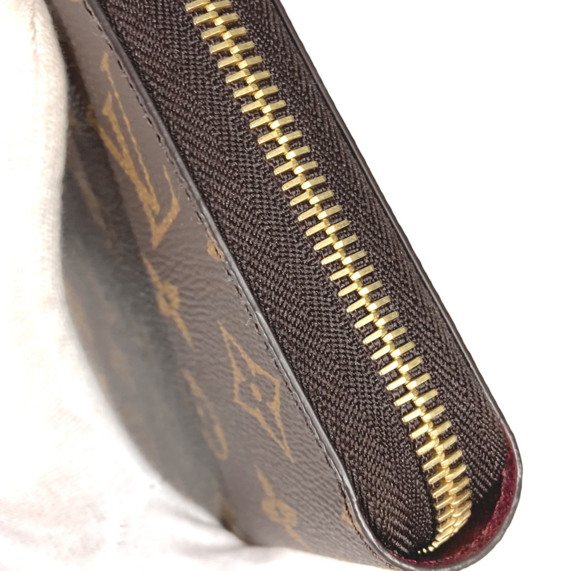 Louis Vuitton M41895 Monogram Zip Around Long Wallet Fuchsia Brown