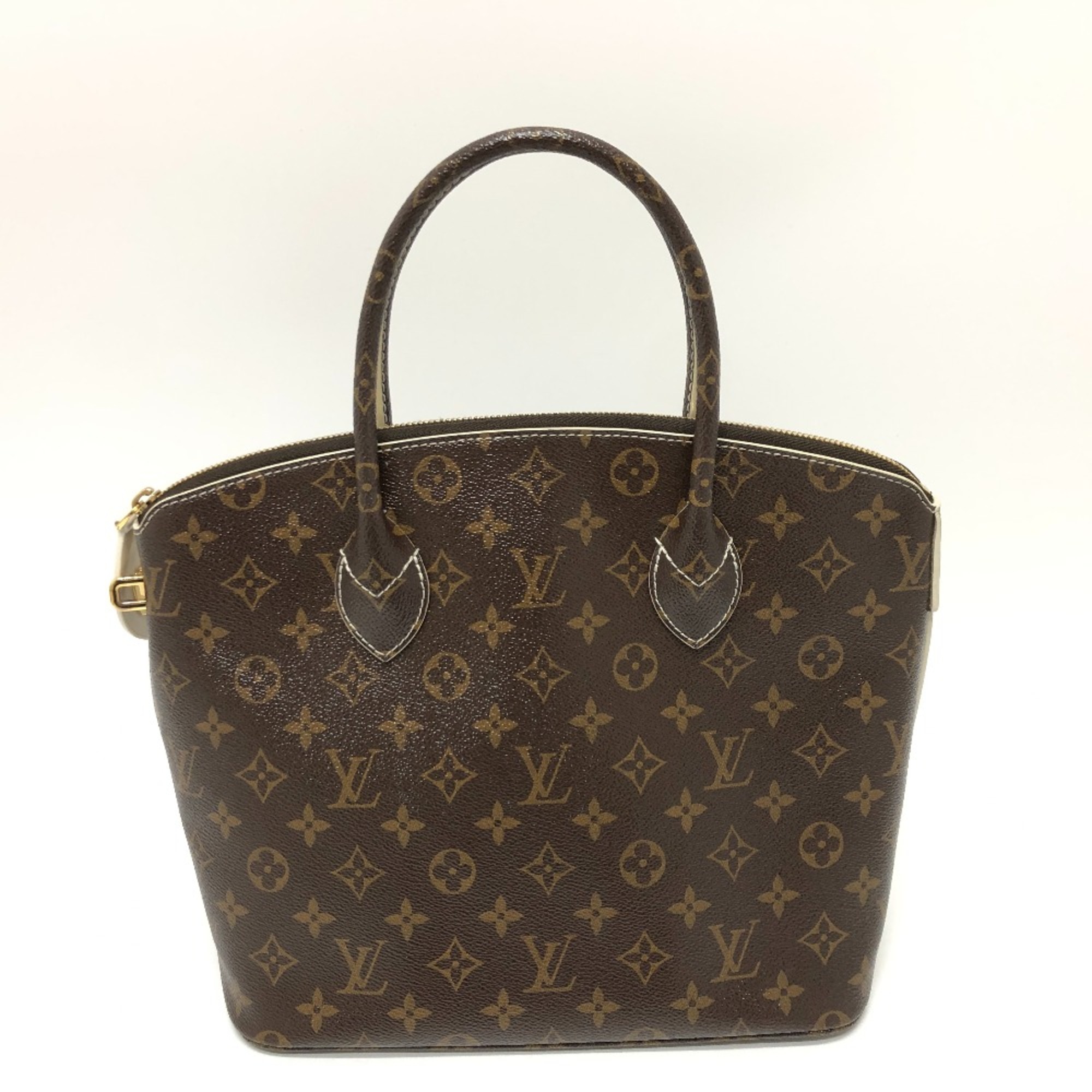 Louis Vuitton M40597 Shiny Monogram Tote Bag Hand Bag Brown White/Beige/GoldHardware