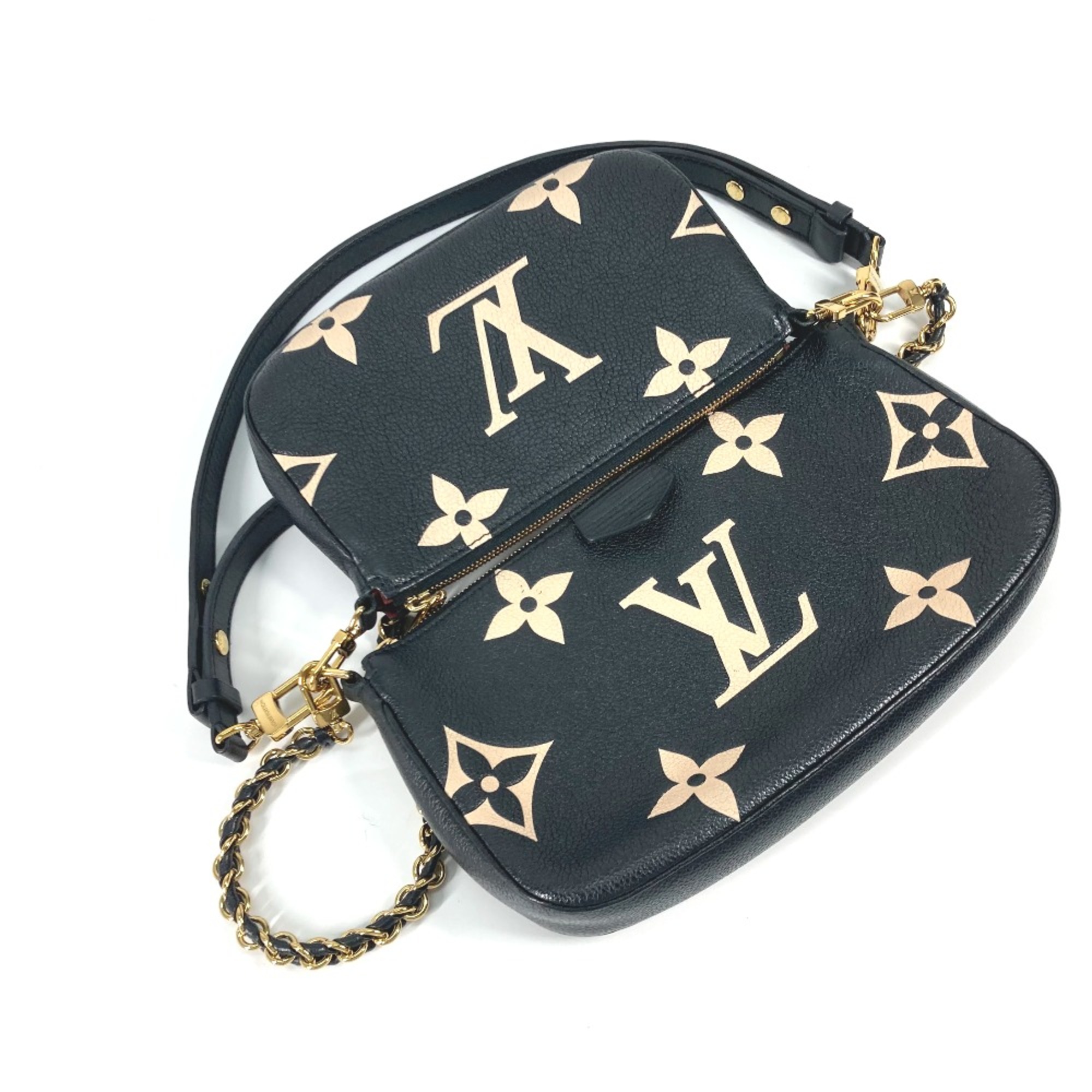 Louis Vuitton M45777 MonogramEmpreinte Bicolor 2WAY shoulder Shoulder Bag Black Beige