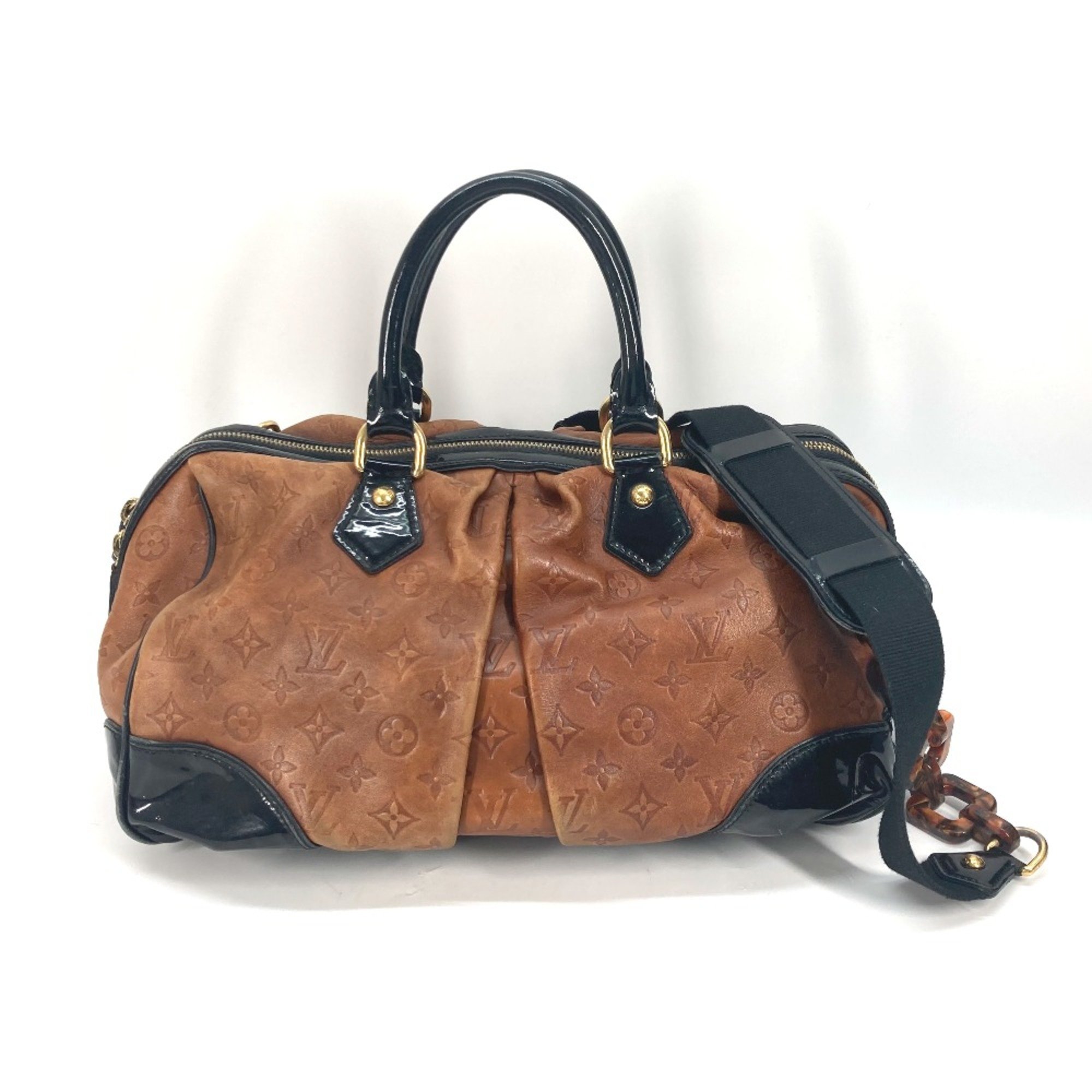 Louis Vuitton M95299 Monogram emboss Hand Bag Bag 2WAY Shoulder Bag Crossbody Duffle Bag Brown