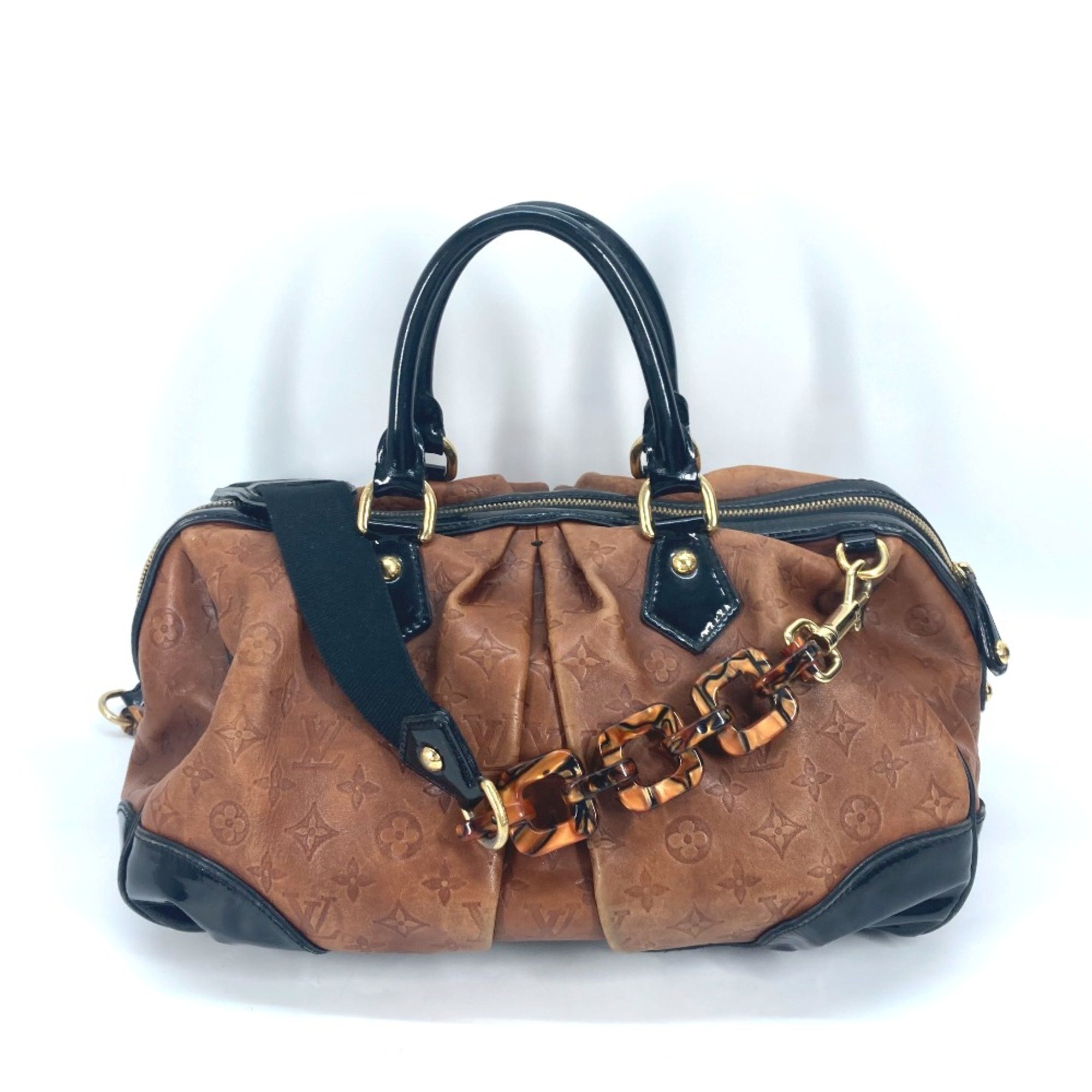 Louis Vuitton M95299 Monogram emboss Hand Bag Bag 2WAY Shoulder Bag Crossbody Duffle Bag Brown